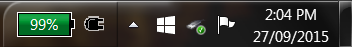 Windows 7 task bar with icons in it