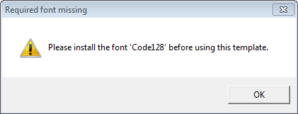An example dialogue box popping-up in Microsoft Word advising that a font needs to be installed.