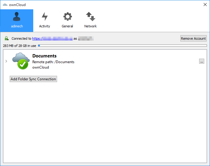 Screen shot of OwnCloud desktop client.