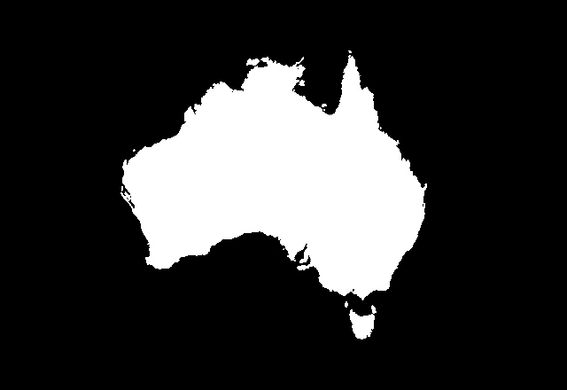 Black and white image of Australia.
