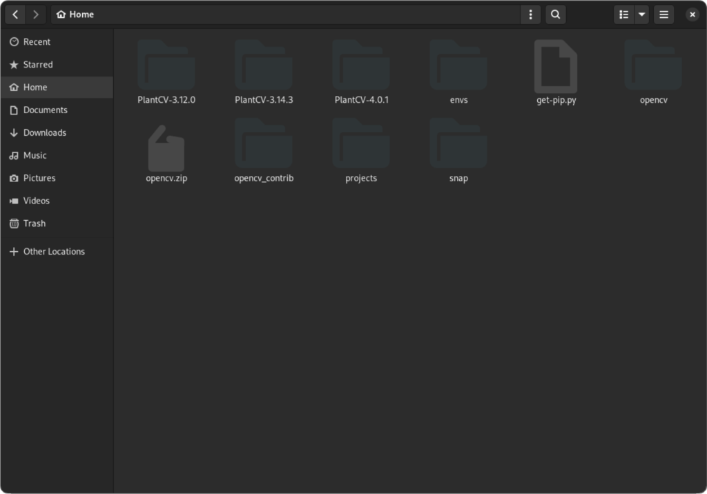 Screen capture of file manager utility in Linux Ubuntu 22.04